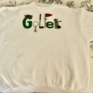 NEW, never worn short sleeve sweatshirt hand decorated in petit point…so cute!